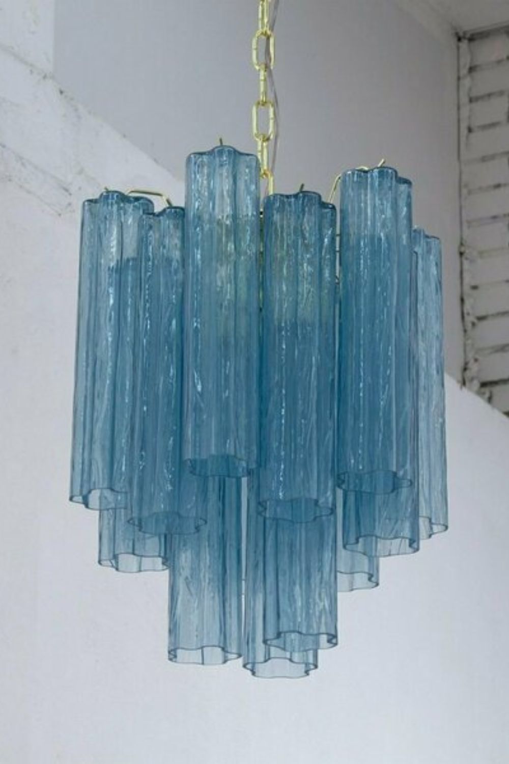 Retro Suspension Lamp with Blue Art Glass Tubes - view 5 | everlamps