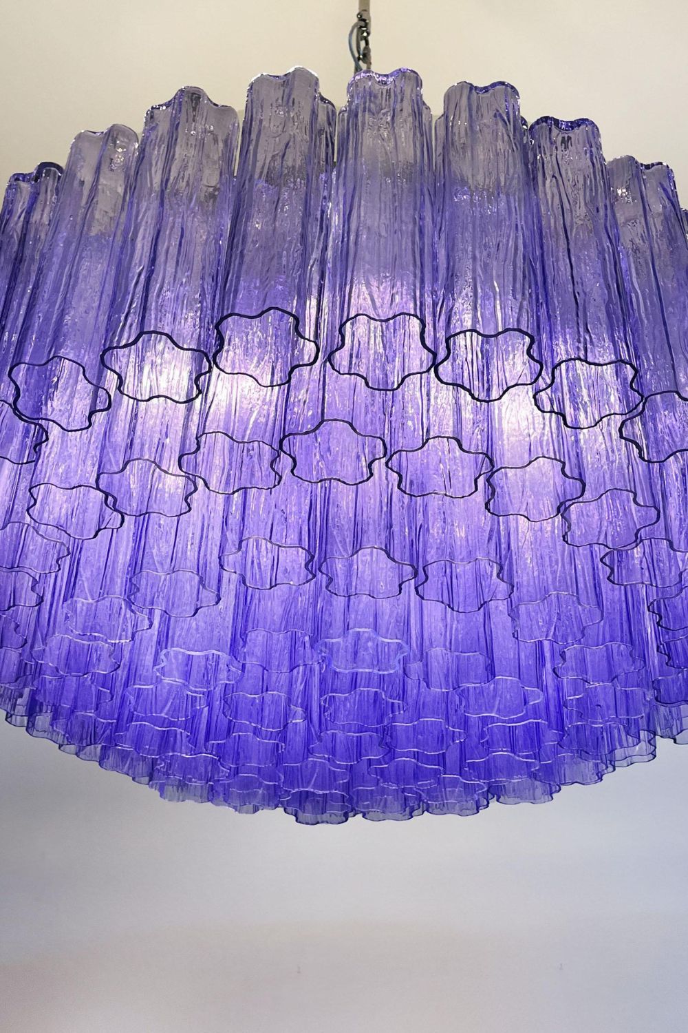 Italian Modernist Purple Art Glass Tube Chandelier - view 15 | everlamps