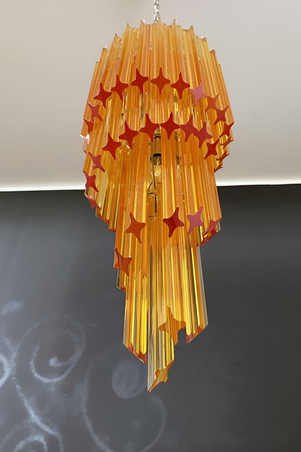 Amber Murano Glass Prism Spiral Chandelier - view 11 | everlamps