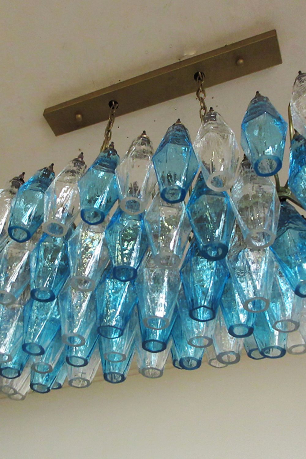 Vintage blue and clear glass Art Poliedri chandelier - view 8 | everlamps