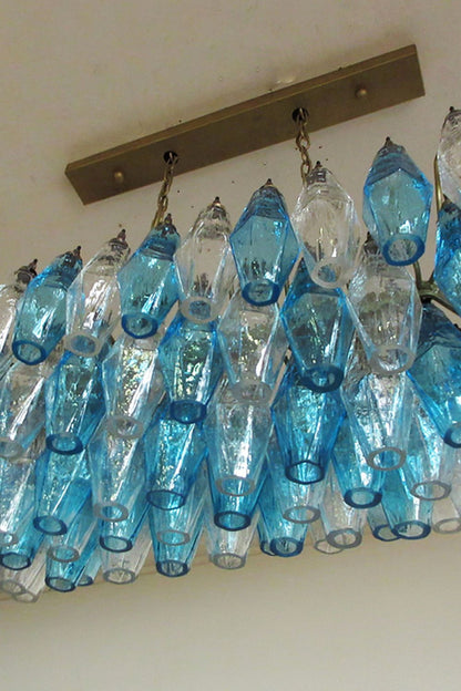 Vintage blue and clear glass Art Poliedri chandelier - view 8 | everlamps
