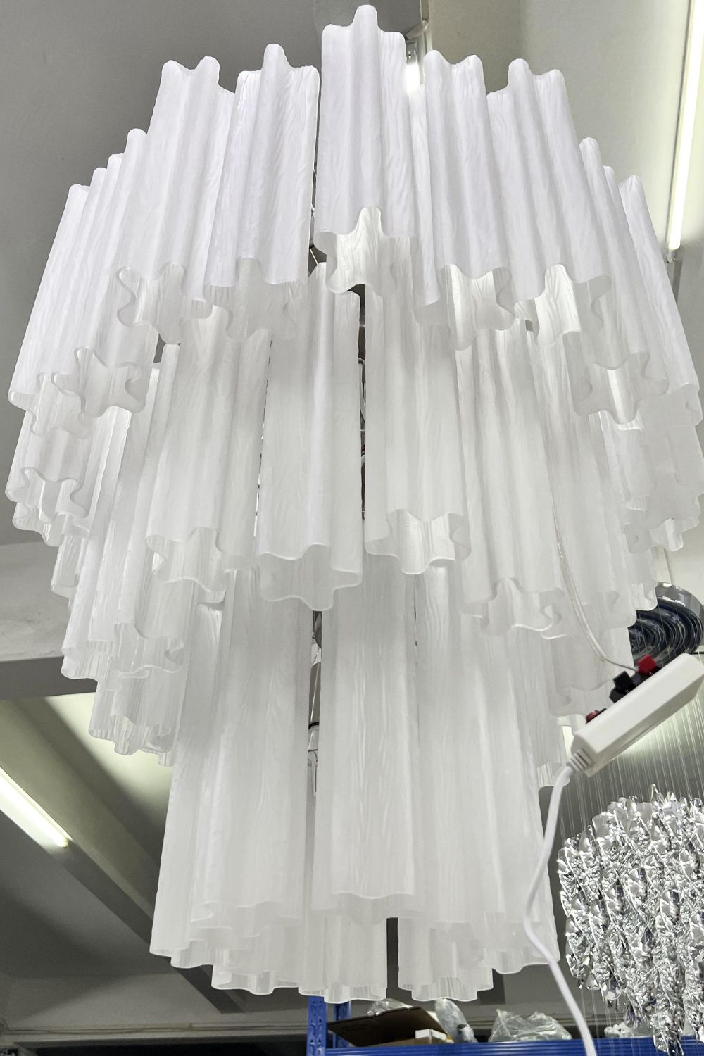 Three-tier Art frosted white glass chandelier - view 12 | everlamps