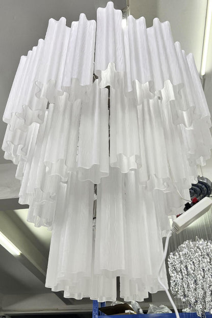 Three-tier Art frosted white glass chandelier - view 12 | everlamps