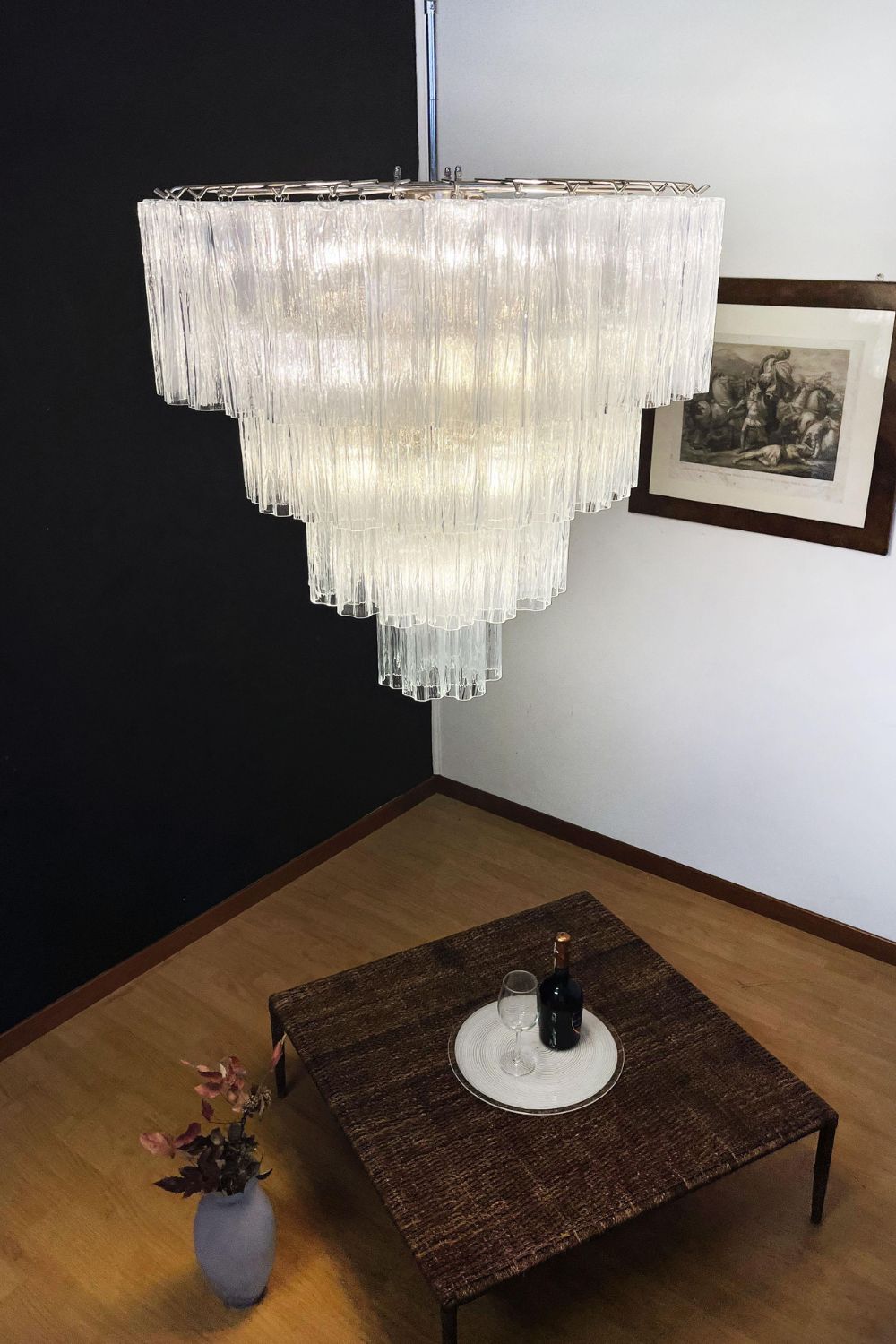 Art clear glass tiered chandelier - view 8 | everlamps