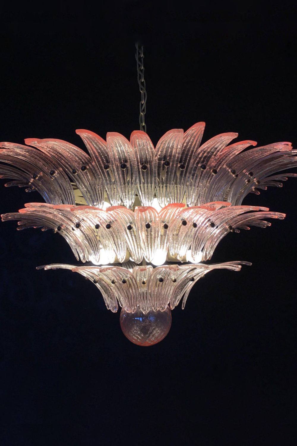 Art Vintage Palm Pink Triple Glass Chandelier - view 7 | everlamps
