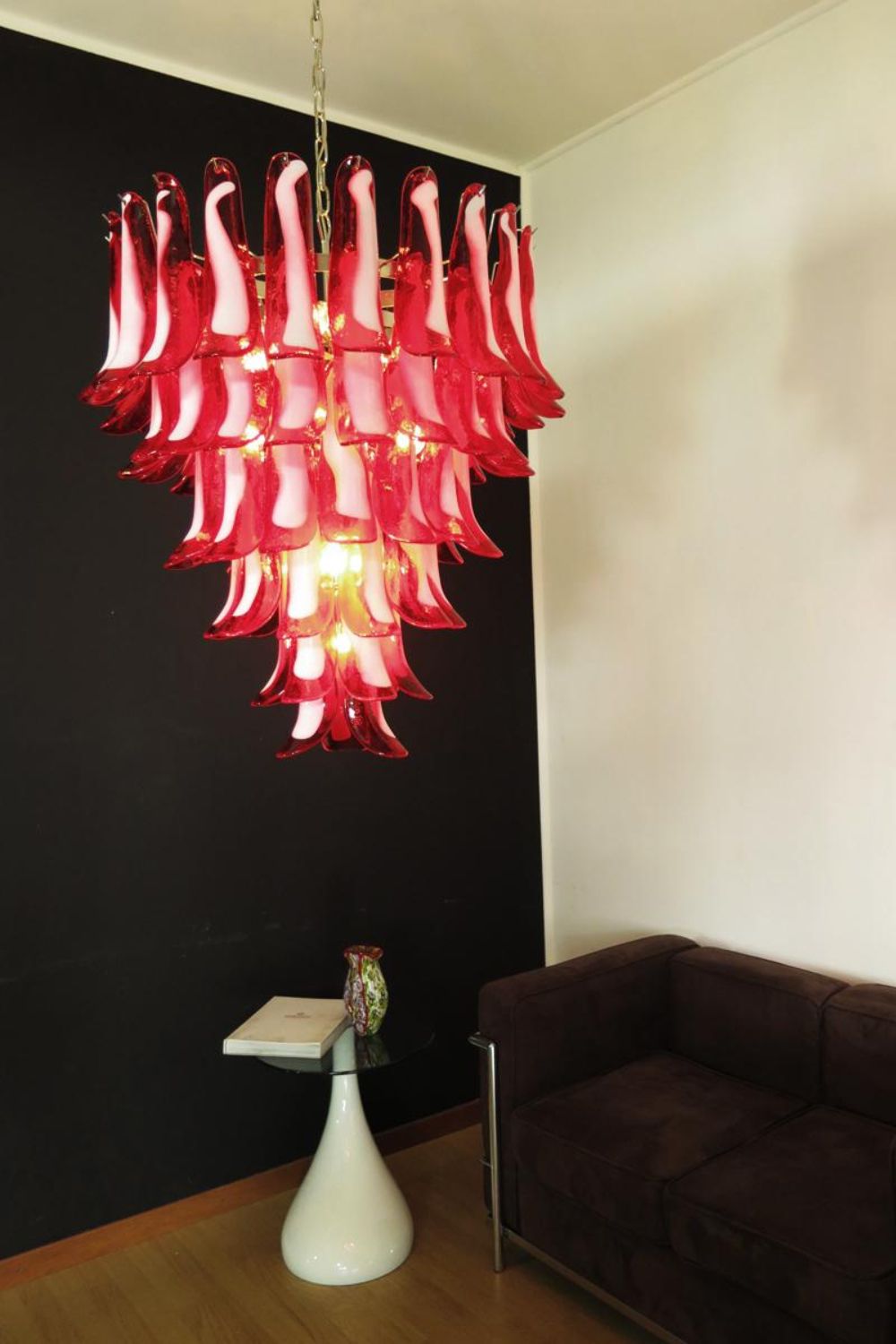 Mid-Century Red Art Glass Petal Chandelier - view 7 | everlamps
