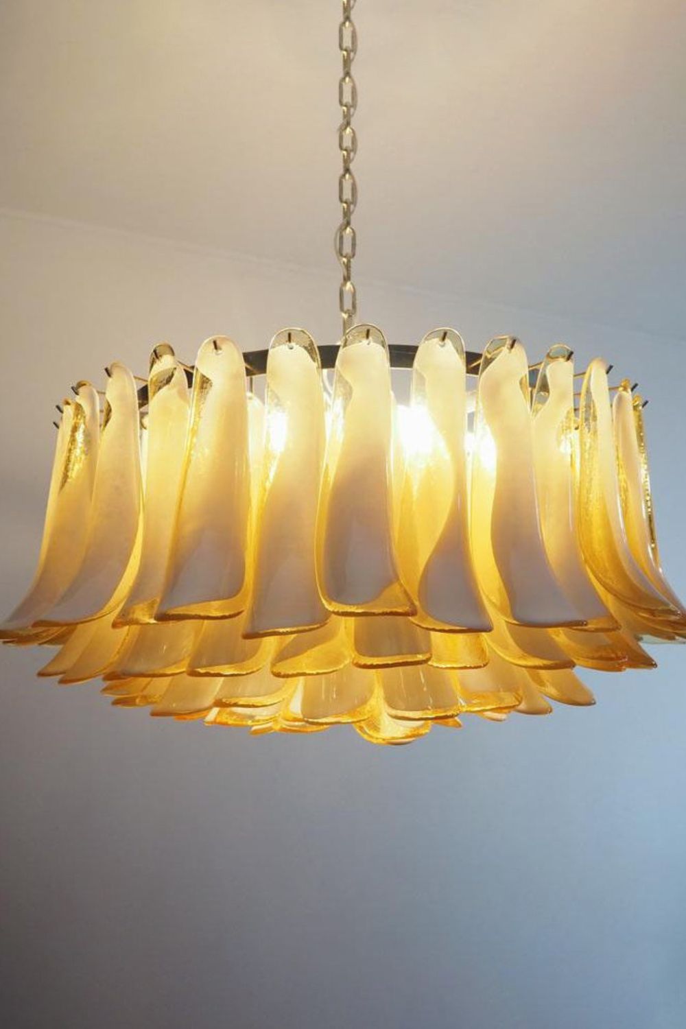 Amber Art Glass Petal Chandelier - view 5 | everlamps