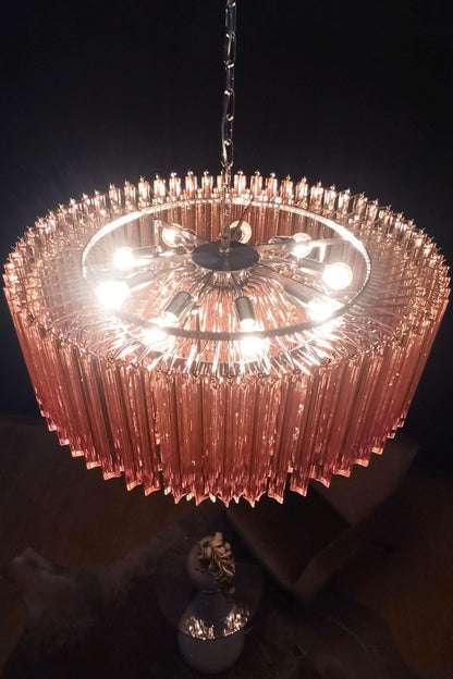 Large pink Art Triedri glass prism chandelier - view 9 | everlamps