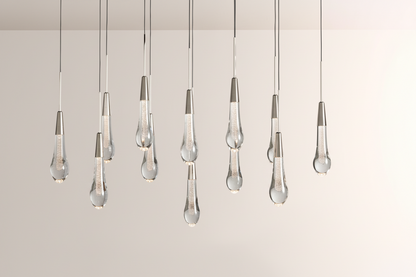Raindrop Glass Solitaire Linear Chandelier -Everlamps