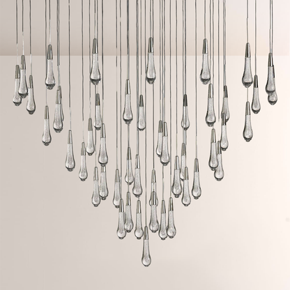 Raindrop Glass Round Solitaire Chandelier -Everlamps