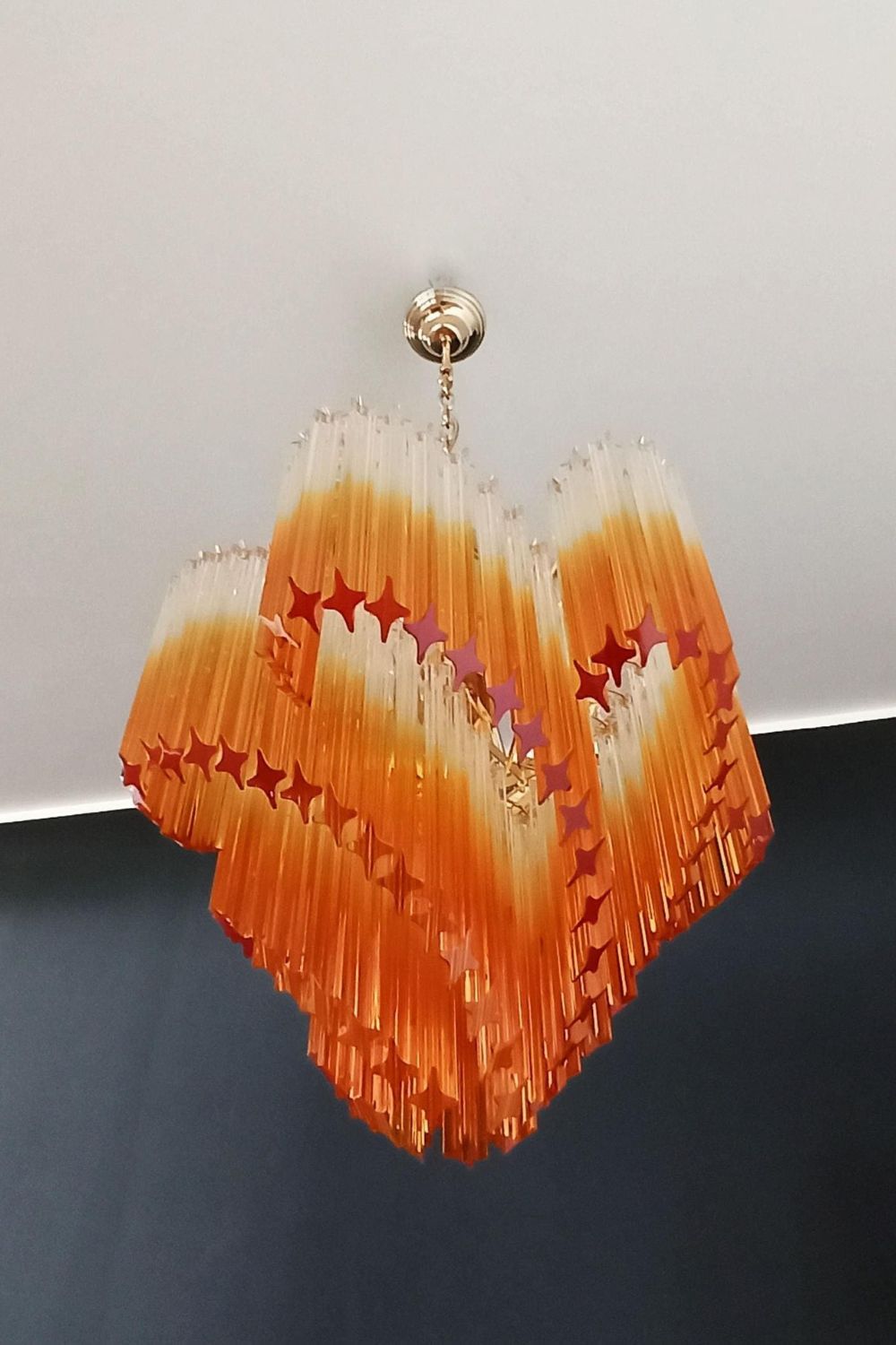 Shaded Amber Art Crystal Prism Chandelier - view 5 | everlamps