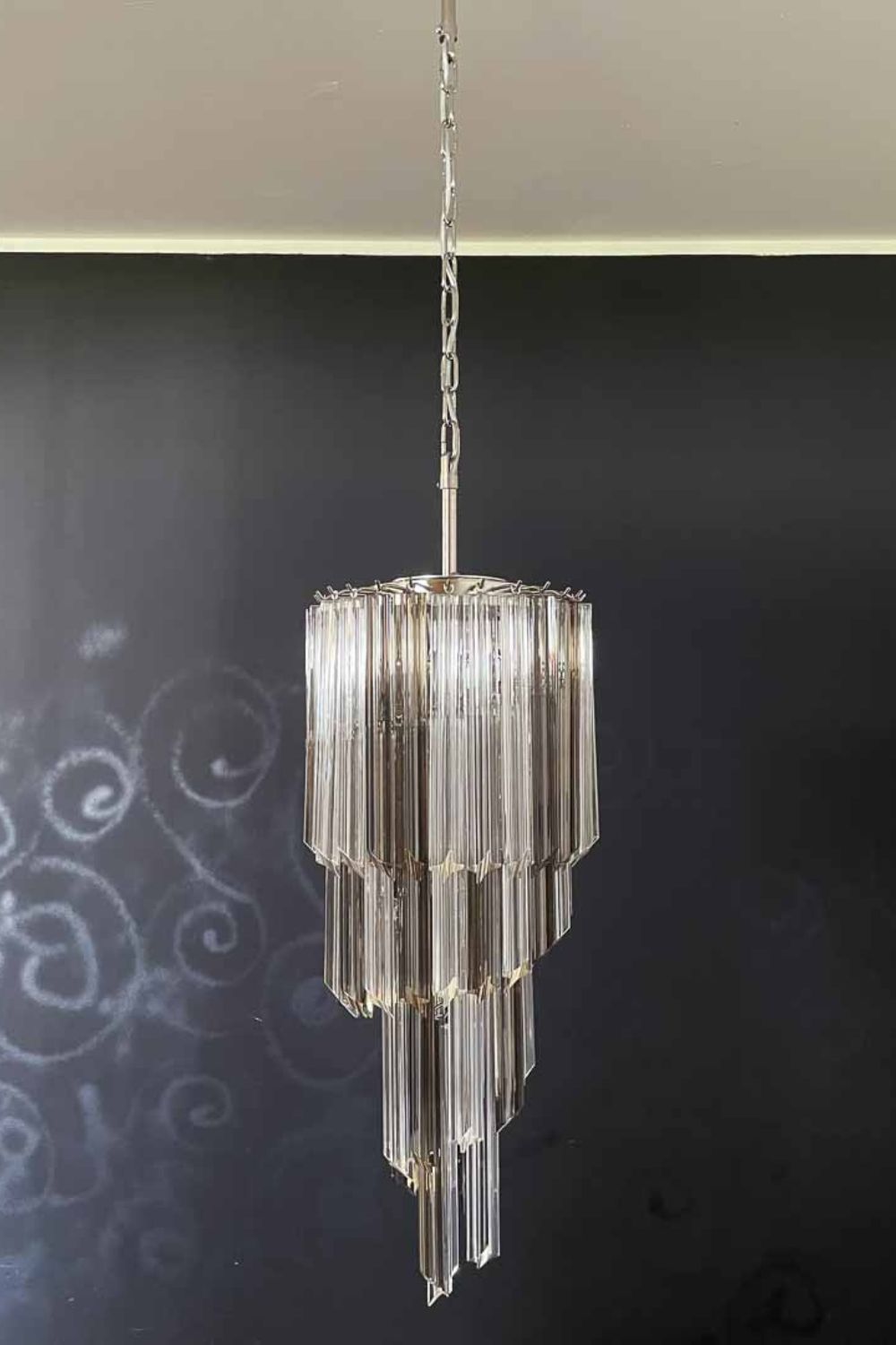 Vintage Smoked Art Glass Prism Spiral Chandelier - view 7 | everlamps