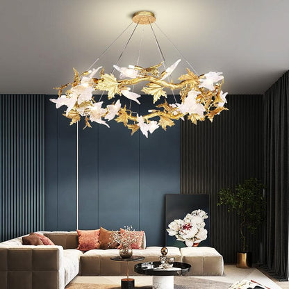Branch Maple Leaf Crystal Chandelier