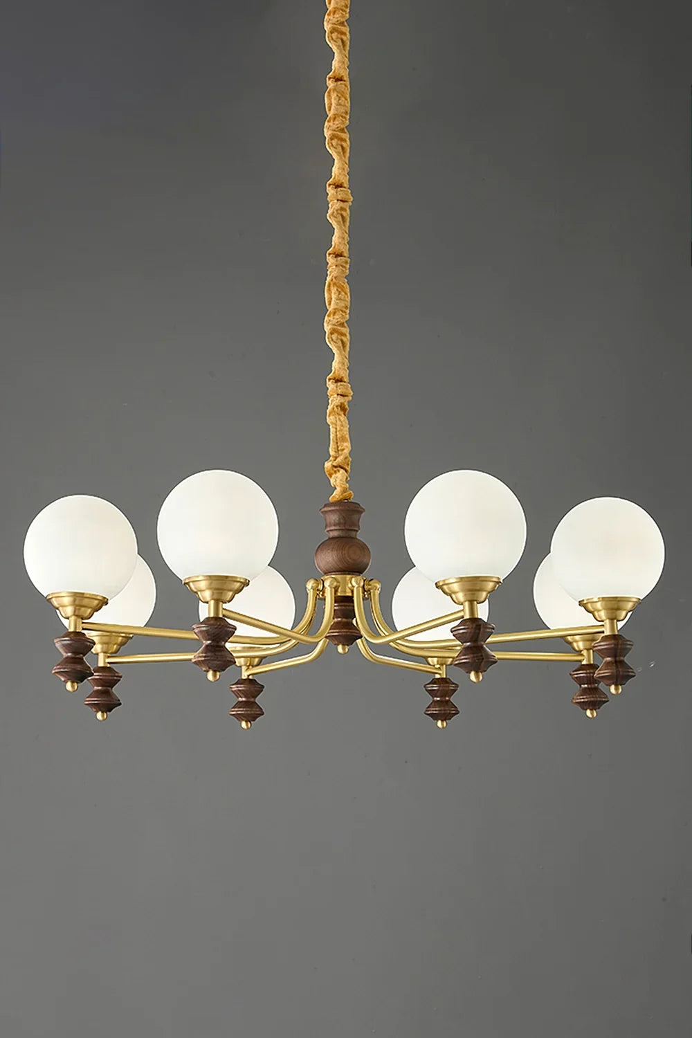 Vintage Globe Walnut Wood Chandelier - view 9 | everlamps