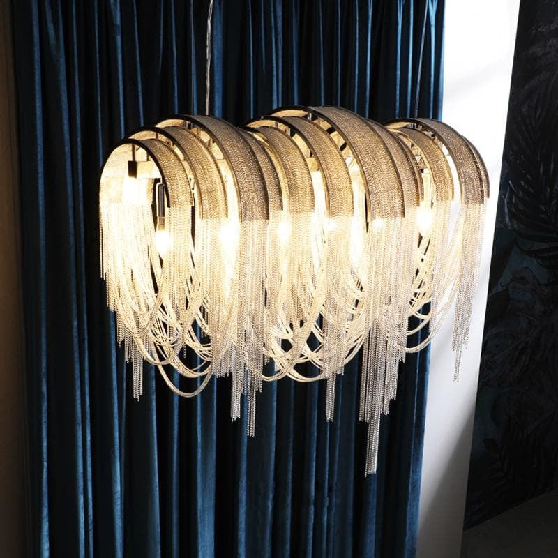 Liz Luxury Hardware Aluminum Chain Long Branch Chandelier