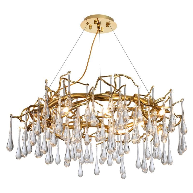 Teardrop Branch Round Long Tear Crystal Chandelier