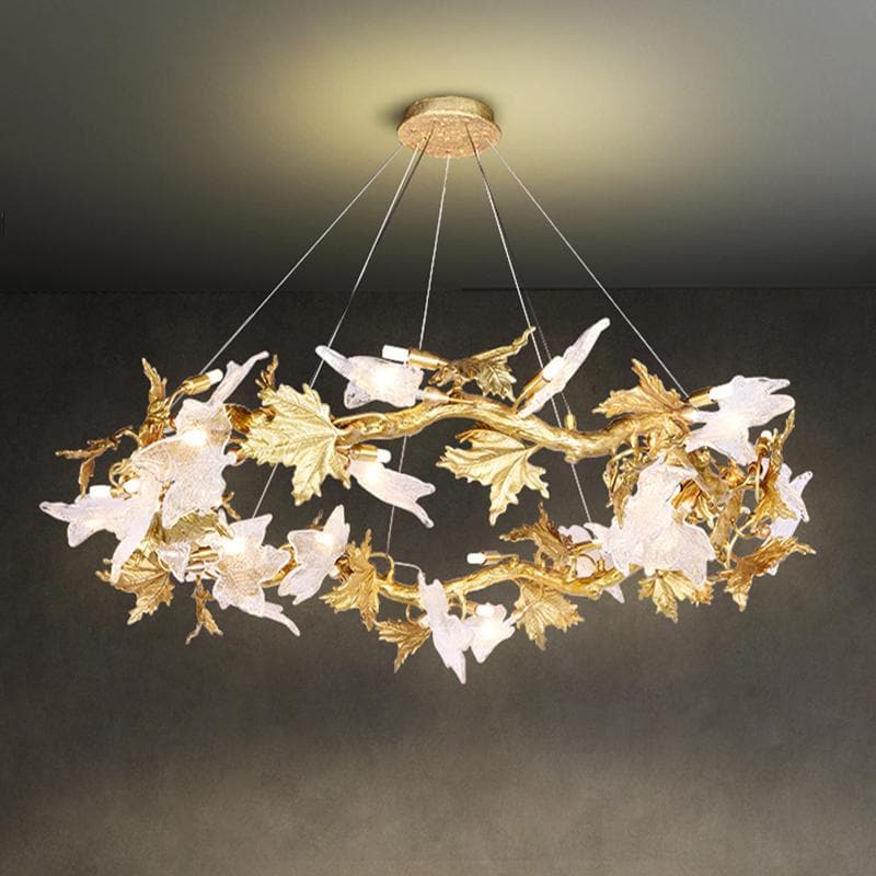 Branch Maple Leaf Crystal Chandelier