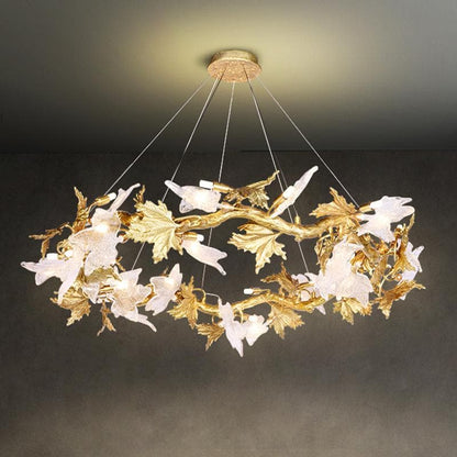Branch Maple Leaf Crystal Chandelier
