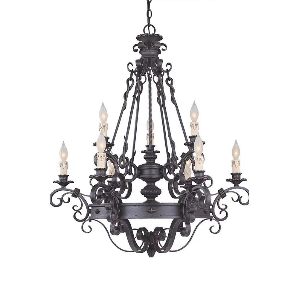 Vintage Iron Simple Candle Art Chandelier for Living Room / Villa / Stairs - Yovalighting
