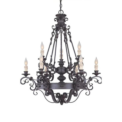 Vintage Iron Simple Candle Art Chandelier for Living Room / Villa / Stairs - Yovalighting