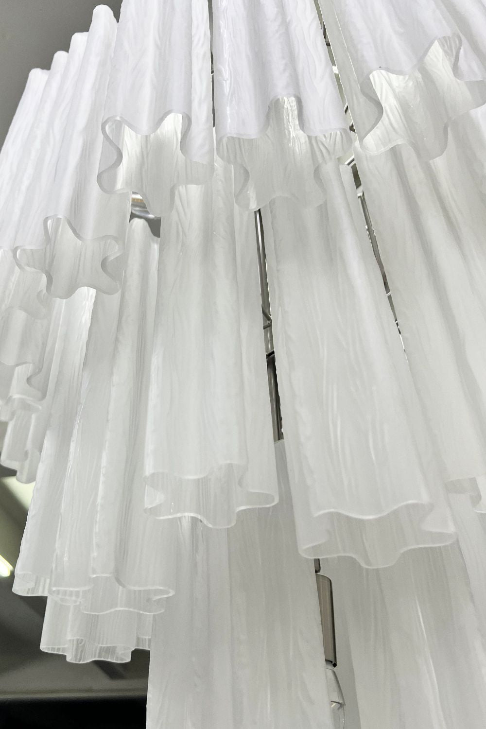 Three-tier Art frosted white glass chandelier - view 11 | everlamps