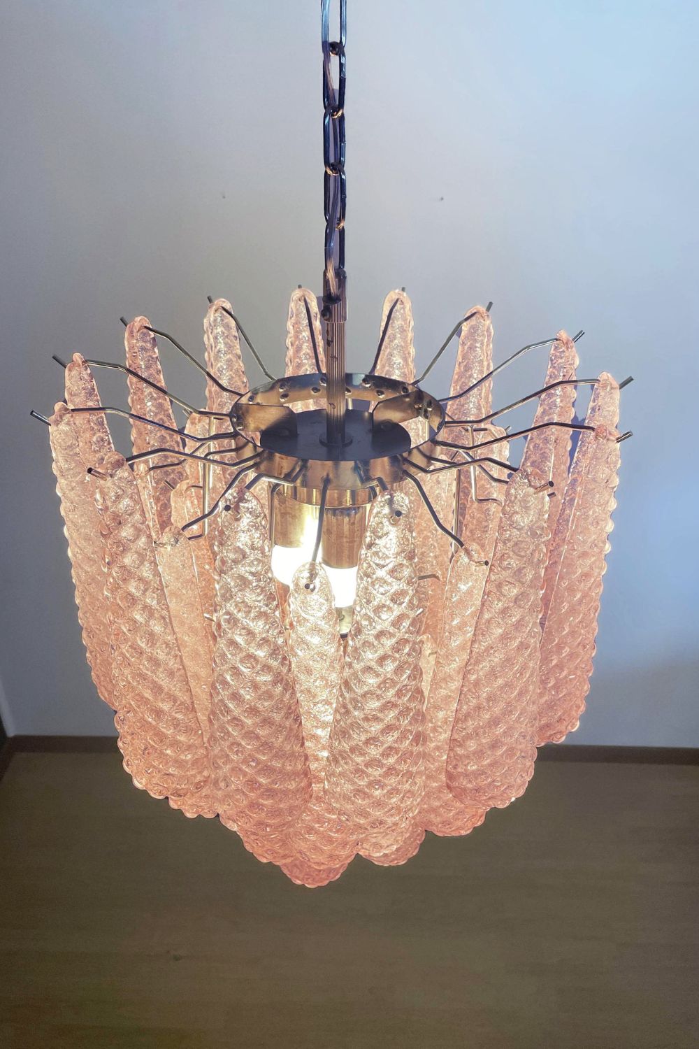 Pink Art Glass Teardrop Chandelier - view 11 | everlamps