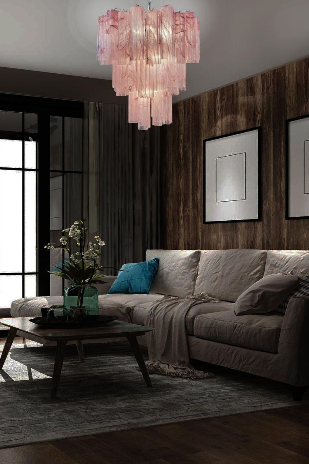 Ruby Glow Art Three-Tier Glass Chandelier - view 6 | everlamps