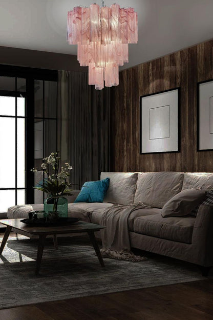 Ruby Glow Art Three-Tier Glass Chandelier - view 6 | everlamps