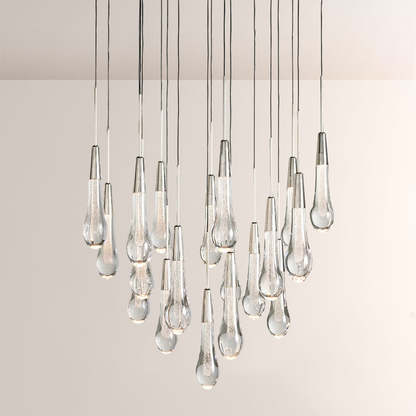 Raindrop Glass Round Solitaire Chandelier -Everlamps