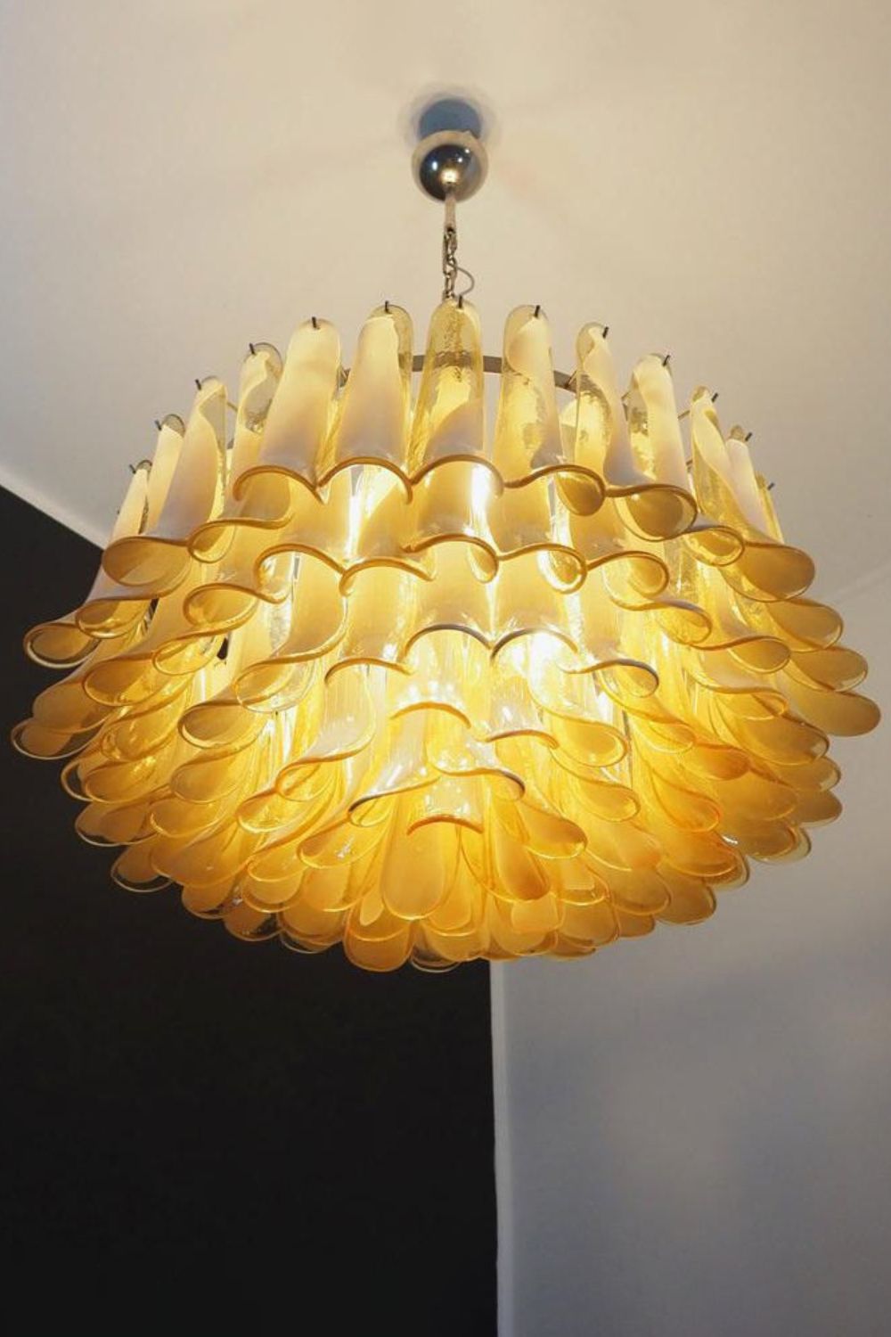 Amber Art Glass Petal Chandelier - view 6 | everlamps