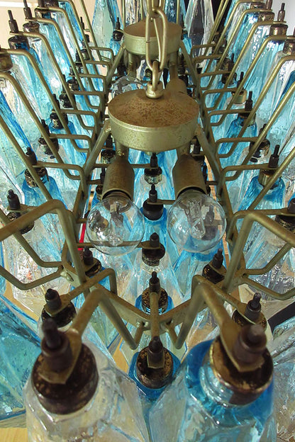 Vintage blue and clear glass Art Poliedri chandelier - view 10 | everlamps