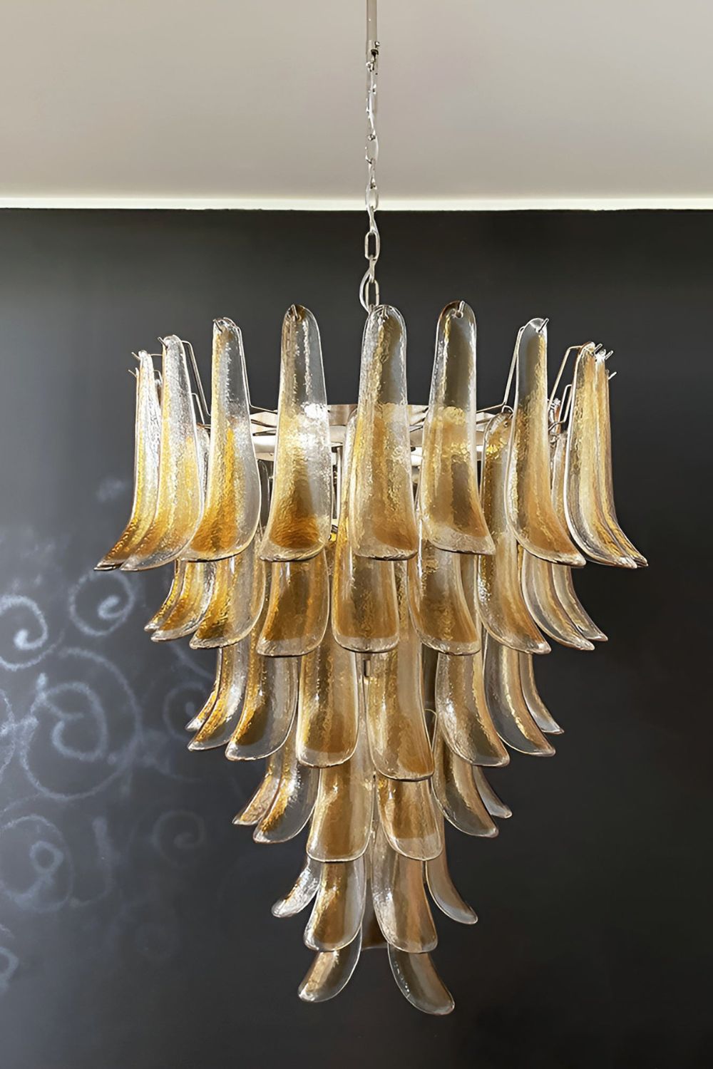 Amber Art Glass Petal Cascade Chandelier - view 6 | everlamps