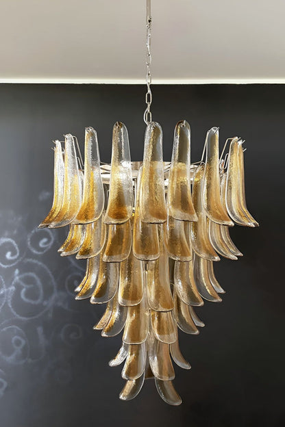 Amber Art Glass Petal Cascade Chandelier - view 6 | everlamps