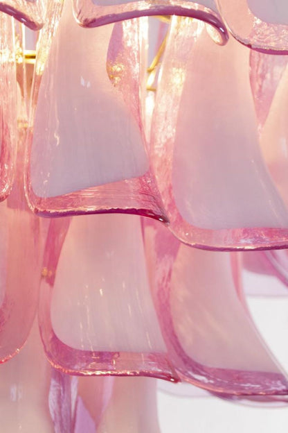 Fuchsia and White Art Glass Petal Tiered Chandelier - view 9 | everlamps