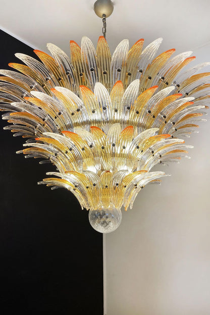 Amber and Clear Art Glass Palmette Chandelier - view 11 | everlamps