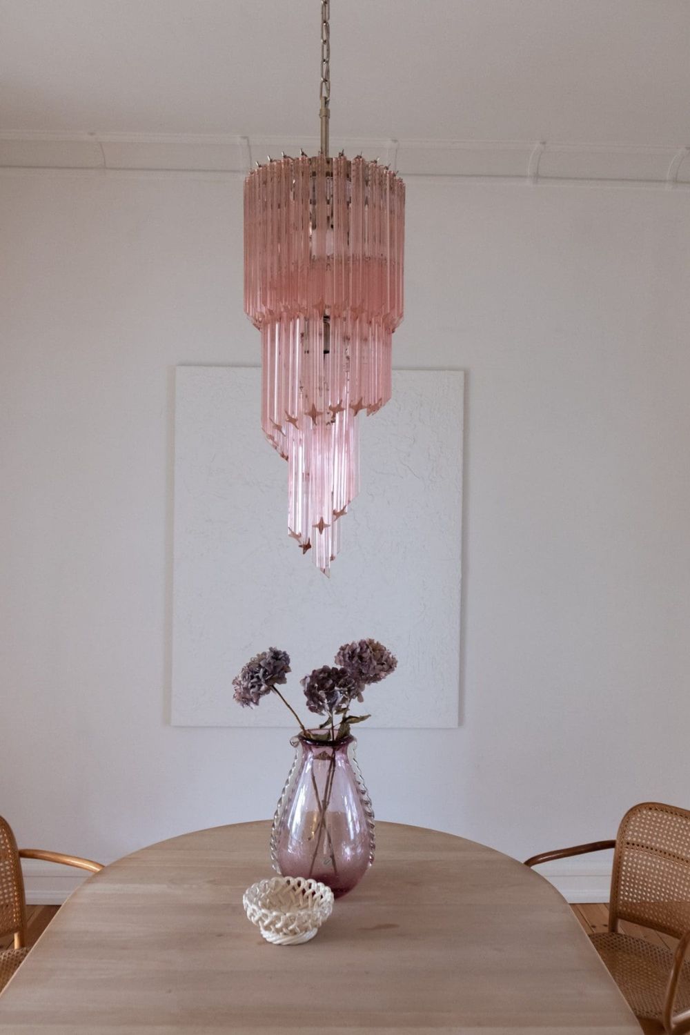 Pink Art Glass Prism Spiral Chandelier - view 8 | everlamps