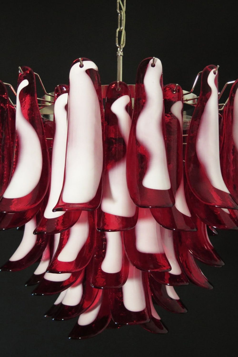Red Art Glass Petal Chandelier - view 10 | everlamps