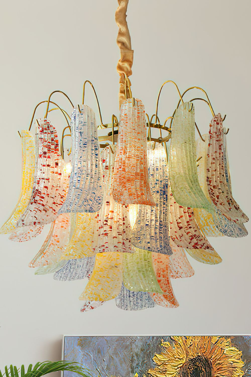 Mazzega Art Petal Stained Glass Chandelier - view 10 | everlamps
