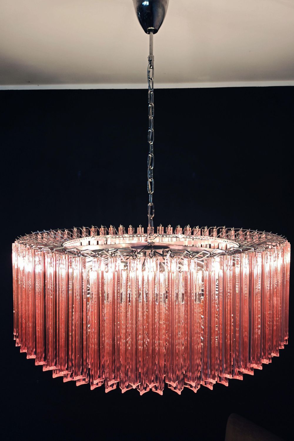Large pink Art Triedri glass prism chandelier - view 7 | everlamps