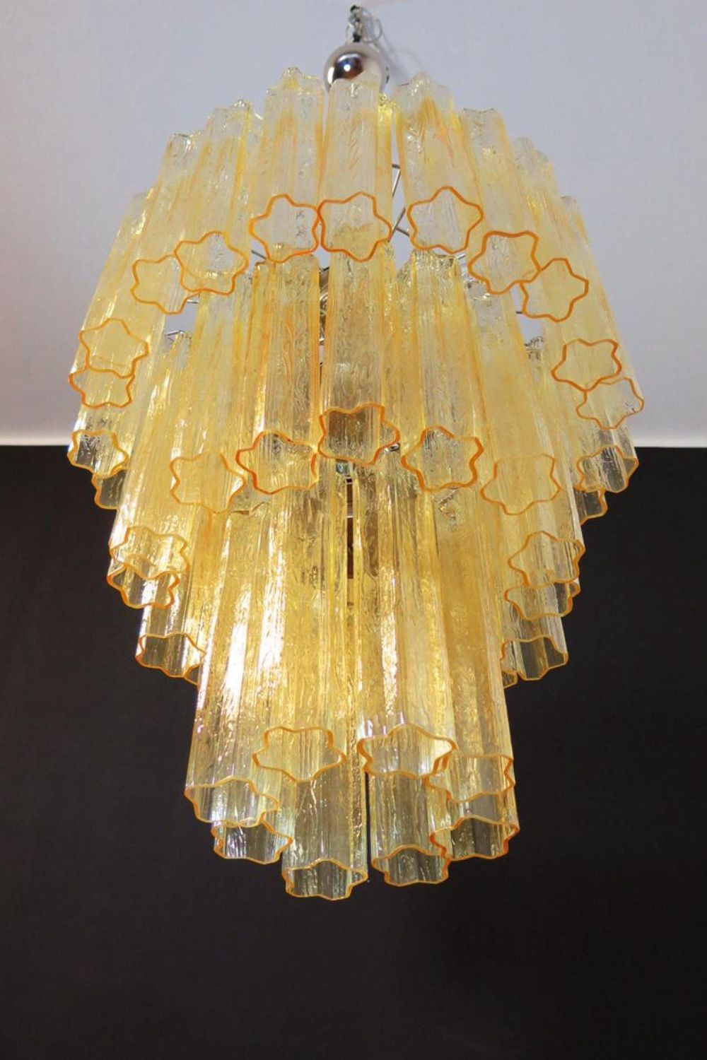 Three-Tier Yellow  Glass Art Chandelier - view 18 | everlamps