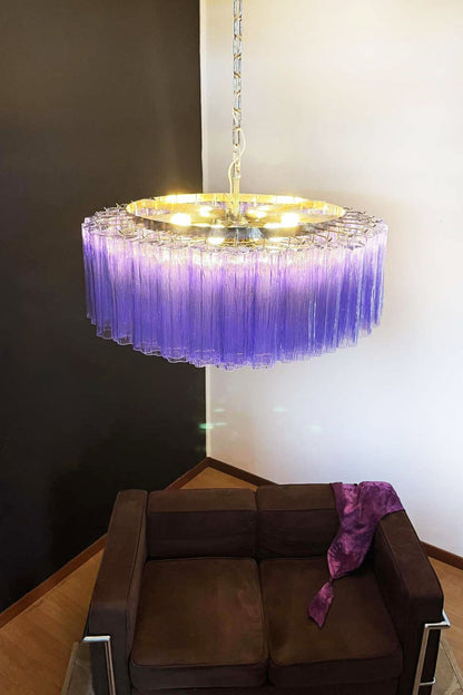 Italian Modernist Purple Art Glass Tube Chandelier - view 8 | everlamps
