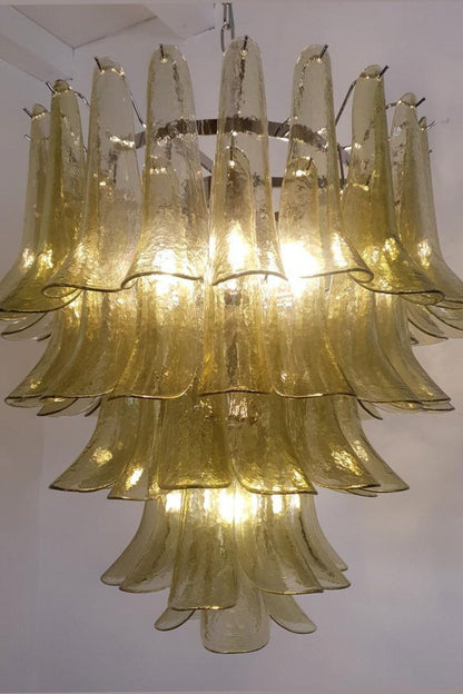 1970s Green Art Glass Petal Chandelier - view 7 | everlamps