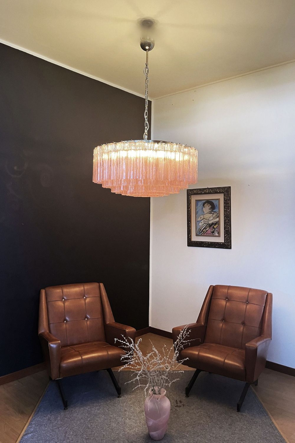 Pink Art Glass Tube Chandelier - view 6 | everlamps
