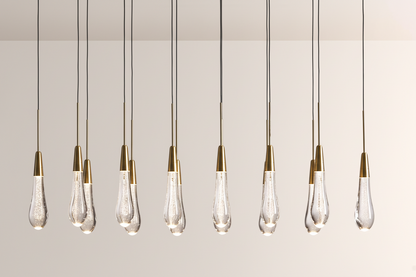 Raindrop Glass Solitaire Linear Chandelier-Everlamps