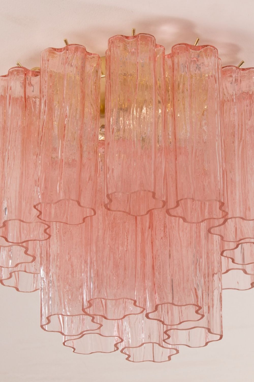 Vintage Pink Murano Tronchi Glass Ceiling Light - view 9 | everlamps