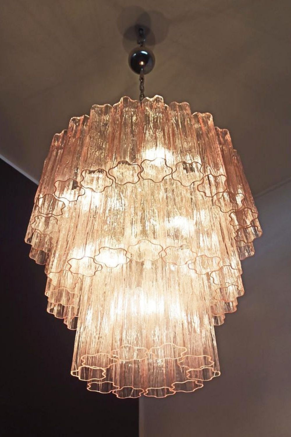 Art light pink glass tube chandelier - view 13 | everlamps