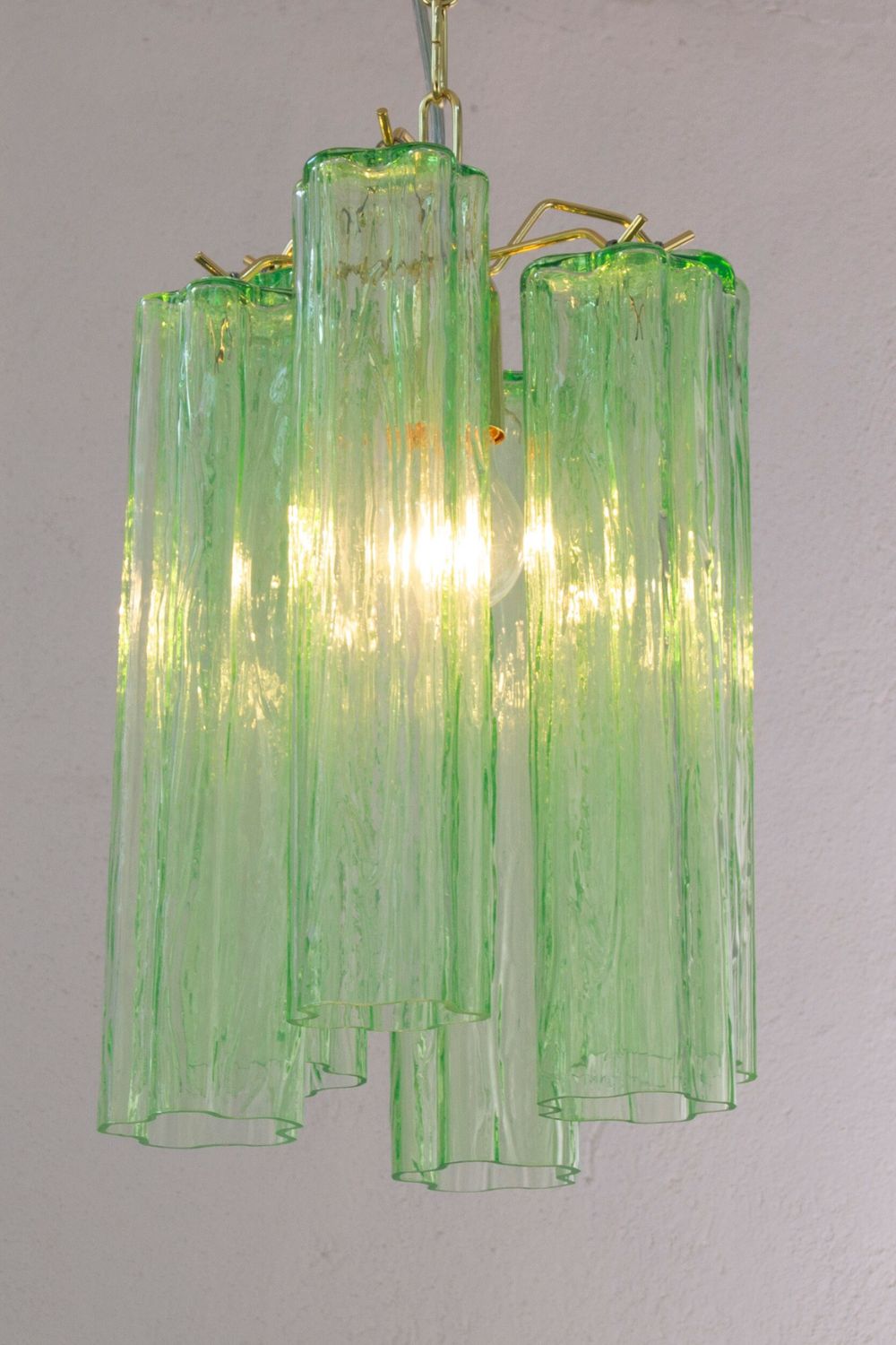 Italian Green Glass Tube Chandelier - view 7 | everlamps