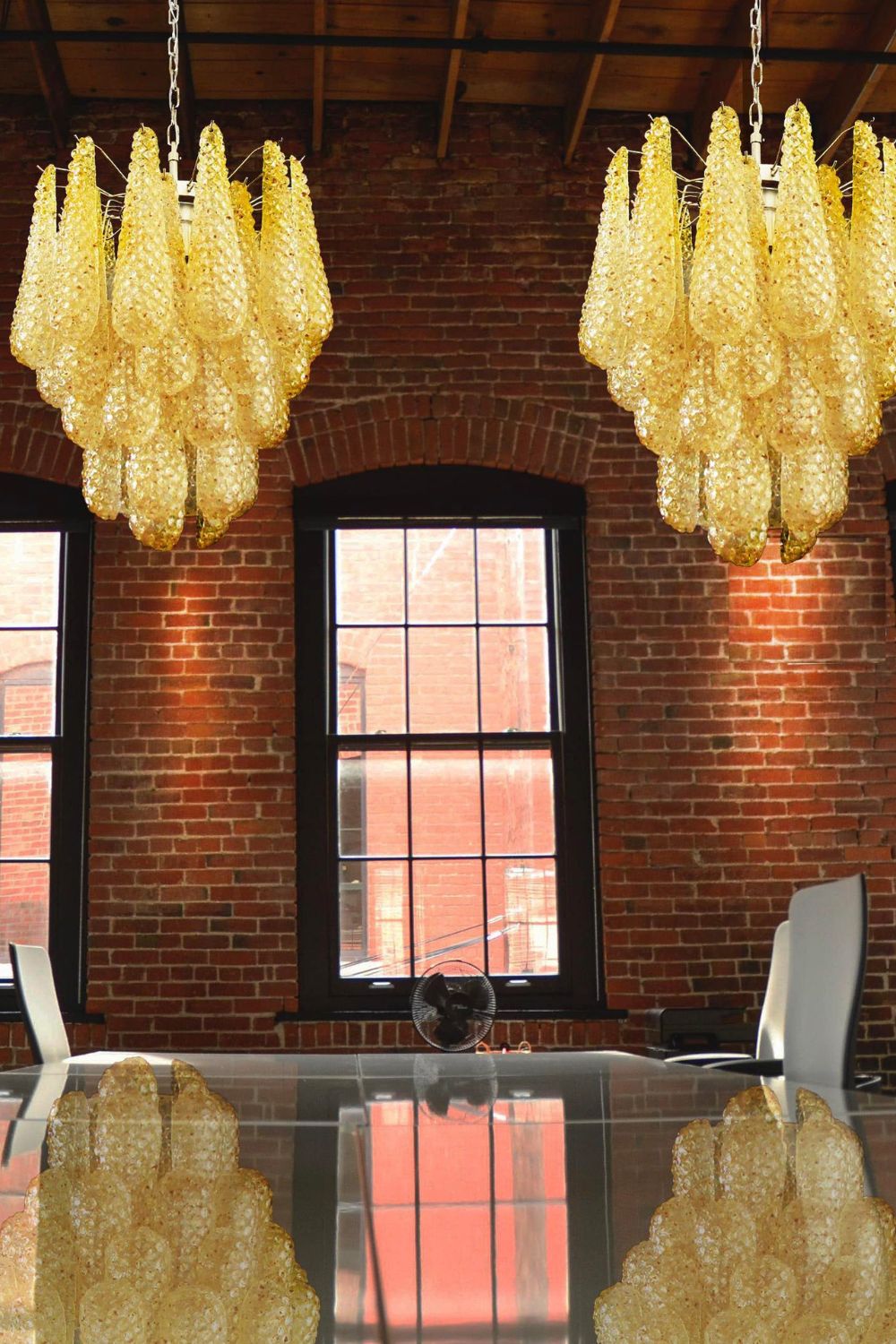 Art Handcrafted Golden Glass Chandelier - view 5 | everlamps