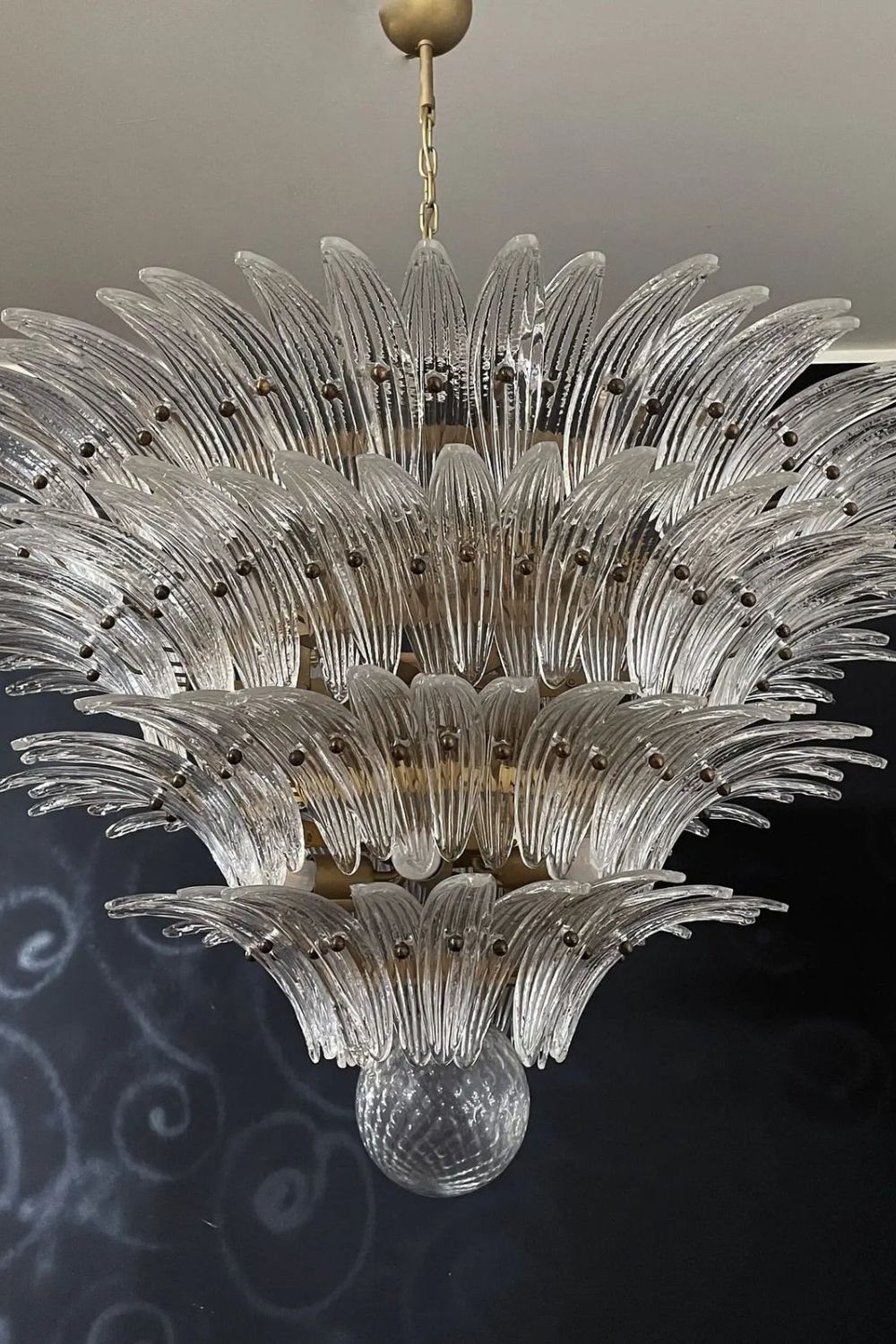 Art Palm Leaf 4-Tier Clear Glass Chandelier - view 5 | everlamps