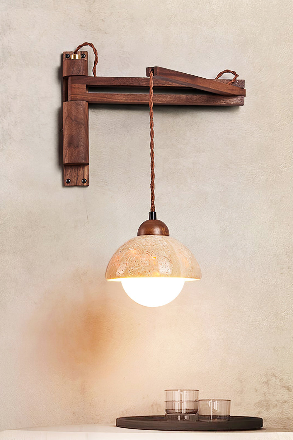 Adjustable Travertine Dome Wall Sconce - view 7 | everlamps